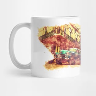 Cuba Havana, Watercolor Sketch Art Vintage Style Mug